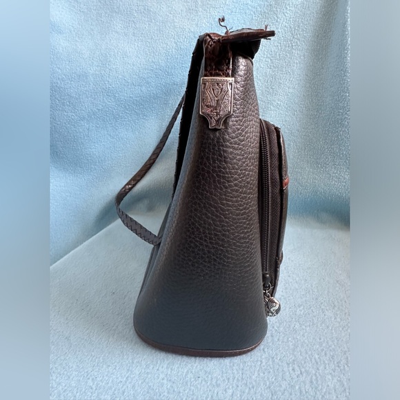 Brighton Leather Handbag with Front Zip Organizer Black/Brown Vintage Bag - Picture 3 of 12